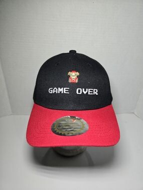 Game Over Black & Red Snapback Hat Nintendo Mario Nes
